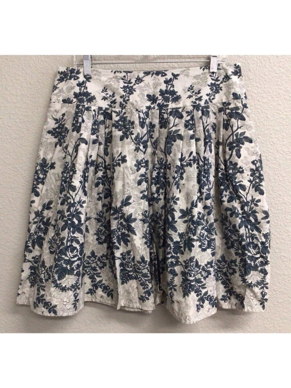 Odille Skirt Pleated Cotton Green Floral Print Women’s Size 12 Lined